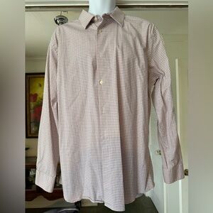 Banana Republic Men's Check Dress Shirt - Pink and White